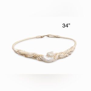 Vintage Nautical Rope Belt Shell Accent | Coastal Boho Statement Belt